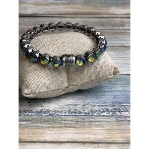 Plunder AB Crystals Silver Tone Magnetic Closure Bracelet
